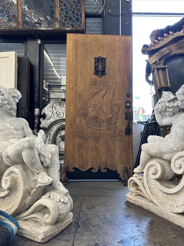 Old Spanish Revival Front Door With Carved Galion 77.5 x 36 Cover