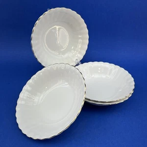 Royal Albert Val D’or Set Of 4 White Gold Rim 5” Fruit Nappie Bowl Bone China UK - Picture 1 of 9