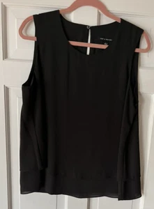 NUEVA Blusa Top Zac & Rachel Negra En Niveles Dobladillo Transparente Sin Mangas L - Imagen 1 de 9