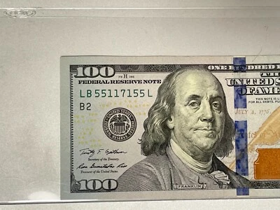 2009 A New York $100 Very Fancy Radar S/N  LB 55117155 L Uncirculated Crisp. - Image 1 of 3