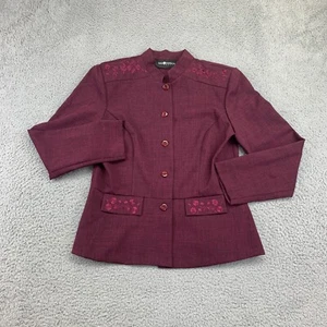 Sag Harbor Blazer Womens 10 Heather Purple Long Sleeve Button-Up Embroidered - Picture 1 of 9