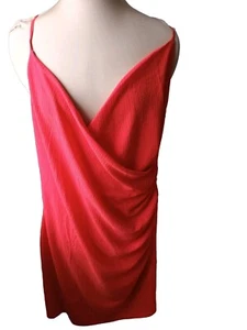 H&M Red Scoop Neck Drape Strappy Knee Length Sleeveless Summer Dress Size L NEW - Picture 1 of 11