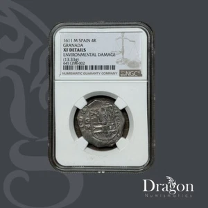 1611-GM SPAIN PHILLIP III COB 4 REALES GRANADA 13.73 GRAMS KM33.1 NGC XF DETLS - Picture 1 of 4