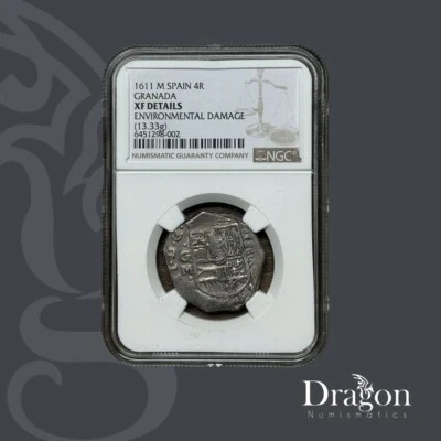 1611-GM ESPAÑA PHILLIP III MAZORCA 4 REALES GRANADA 13,73 GRAMOS KM33,1 NGC XF DETLS Foto 1 de 4