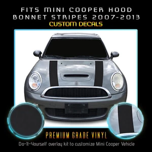 For 2007-2013 Mini Cooper Hood Bonnet Stripes Graphic Decals - Flat Matte Vinyl - Picture 1 of 18