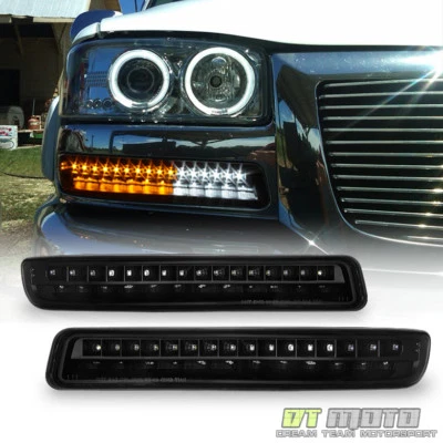 Blk LED Design 1999-2006 GMC Sierra Yukon Signal Lamps DRL Parking Bumper Lights - Image 1 of 4