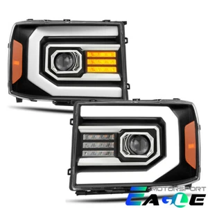 Fit 2007-2013 GMC sierra 1500/2500/3500HD Black Headlights Pair w/LED DRL+Signal - Bild 1 von 7