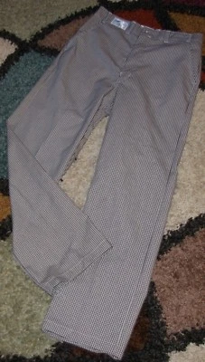 Men Chef Pant Classic Black & White Check Snap Zipper fly 4 Pockets Size S (28) - Image 1 of 4