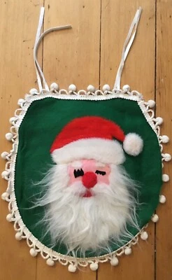 VTG Christmas Toilet Seat Cover 1960’s Reversible Santa Clause Tassel  - Image 1 of 4
