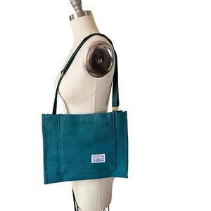 Letu Green Corduroy Tote Bag Adjustable Shoulder Strap Carry Bag - Picture 1 of 5