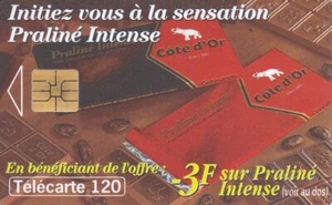 RARE TELECARTE 120. CHOCOLAT COTE D'OR. PRALINE. mai 95. Advertising. Publicité - Imagen 1 de 1