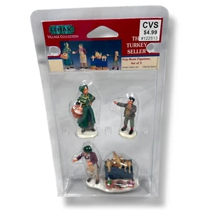 Juego de 3 estatuillas vintage Lemax Village Collection The Turkey Seller 92295 nuevas - Imagen 1 de 4