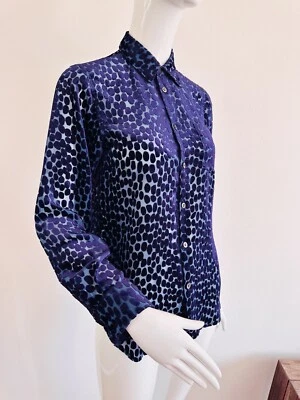 Junya Watanabe Comme Des Garcons Blue Dotted Sheer Silk Shirt Relax Fit Size XS - Image 1 of 4
