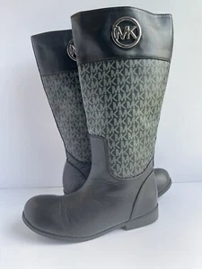 Michael Kors hohe Reitstiefel Logo schwarz Größe 5 Mädchen seitlicher Reißverschluss - Bild 1 von 7