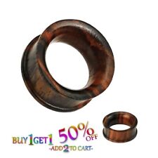 Pair 8g-40mm CONCAVE SONO WOOD TUNNELS Double Flat Flare Gauges Ear Plugs 1601