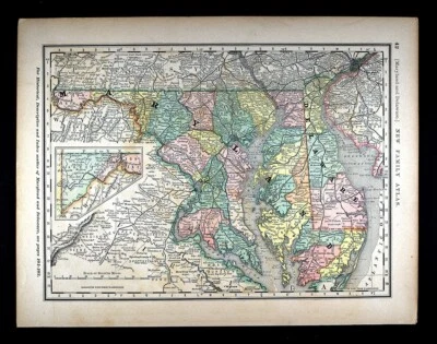 Mapa Watson 1882 Maryland Delaware Washington DC Baltimore Annapolis Dover MD DE Foto 1 de 3