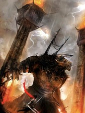 Warrior vs Minotaur Fight Fantasy Art Wall Print POSTER CA