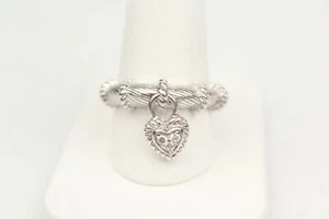 Sterling Silver Judith Ripka Heart Pendant Ring w/ CZ Sz 8.75 - Picture 1 of 2