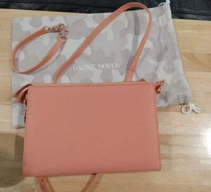 Dagne Dover Essential Clutch Wallet Crossbody Peach Canvas Pomelo 2 Straps  - Picture 1 of 10
