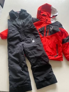 spyder red ski jacket and ski spyder black trousers kids - Picture 1 of 5