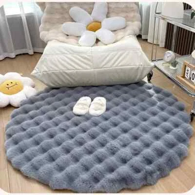 Nordic Round Carpets for Living Room Plush Floor Mat Soft Area Rugs Fluffy Mat - Image 1 of 4