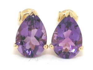 Paar Amethyst Ohrstecker 585 Gelbgold 14Kt Gold natürliche facettierte Amethyste - Bild 1 von 2