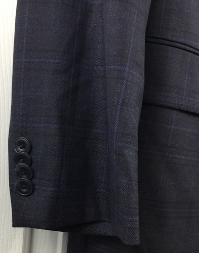 Michael Kors Cappotto Sportivo Uomo 38R Navy Finestra Quadri Lana Giacca 2 Bottoni