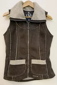 Kuhl Dani Sherpa Vest Womens M Brown Faux Leather Hiking Outdoor Full Zip - Picture 1 of 10