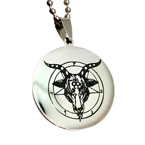 Baphomet Pendant Necklace Steel Pentagram Leviathan Goat Of Mendes Jewellery - Picture 1 of 11