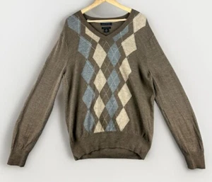 Suéter Banana Republic Para Hombres Talla Grande Lana Merino Argyle Cuello en V Eléctrico Abuelo - Imagen 1 de 11