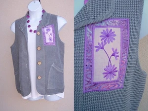 Focus Fashion Art to Wear vest top size M L FALL waffle knit garment dyed batik - Picture 1 of 11