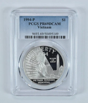 1994-P Vietnam Commemorative Dollar PR69 DCAM PCGS Blue Label - Image 1 of 4