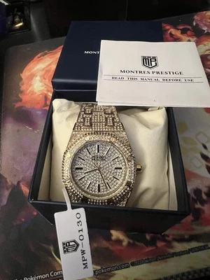 Montres Prestige Mirari X Invicta relógio de quartzo masculino 42 mm mostrador dourado novo na caixa Bling - Imagem 1 de 4