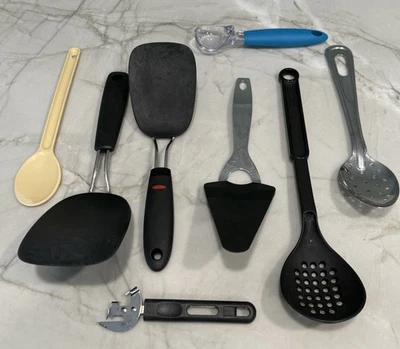 8 Kitchen Utensils Spatula  Spoons Pie Server Ice Cream Scoop Hand Can opener - Image 1 of 4
