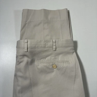 Pantalones Brioni 40x30 Beige Caqui Algodón Sarga Lona Hecho en Italia Chino Cannes Foto 1 de 4
