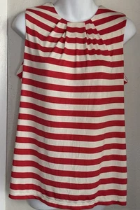 Nikki Poulos ärmellose Bluse rot elfenbein gestreift Größe M - Bild 1 von 4