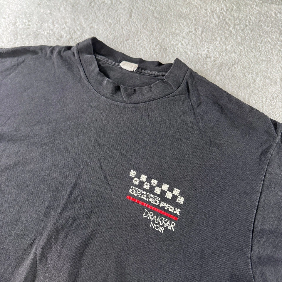 Vintage Drakkar Noir Monte Carlo Grand Prix Black Racing Shirt Large Single - Image 1 of 4