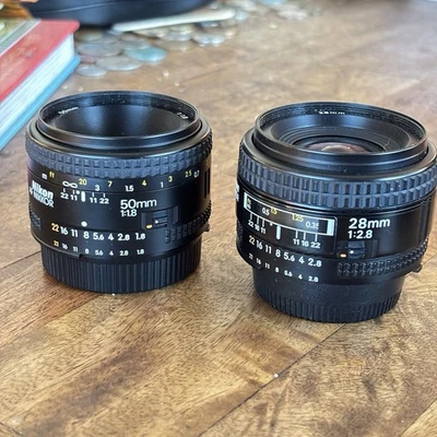 [Como nuevo] Lentes Nikon Nikkor AF 50 mm f/1,8 **AND** AF 28 mm f/2,8 Prime Foto 1 de 4