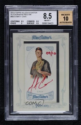Mini tinta roja Topps Allen & Ginter's 2013 enmarcada/10 Matt Cain BGS 8,5 automático Foto 1 de 2