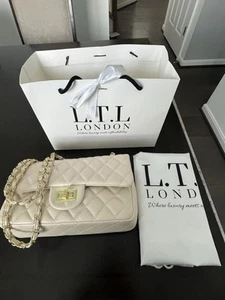 Borsa LTL London in pelle verde nuova delicata beige chiaro (colore crema) - Foto 1 di 7