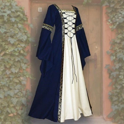 Vestido Medieval Renacimiento Para Mujer Vintage Halloween Gótico Disfraz Vestido de Fiesta Foto 1 de 2