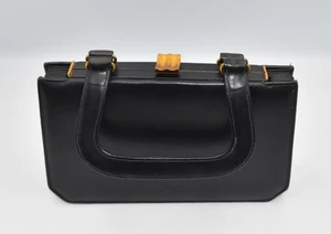 Borsa a mano a fisarmonica classica in pelle nera età dell'oro anni 50 di Frank Milk - Foto 1 di 9