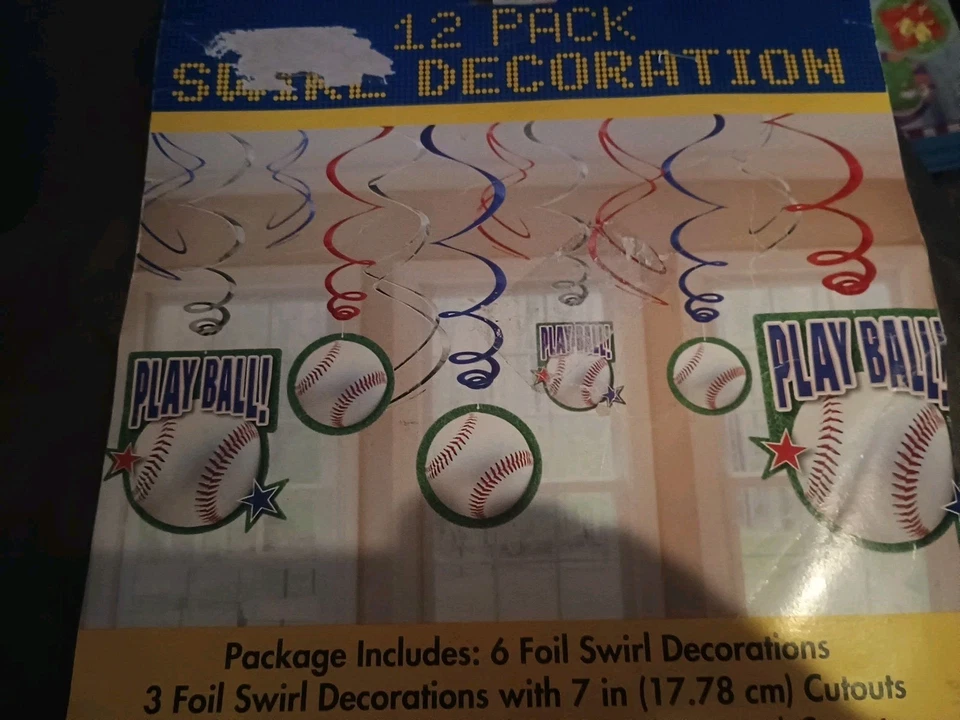 Béisbol PlayBall" Fiesta de Cumpleaños 6 Láminas Remolino Decoraciones 3-5"/3-7" Recortes Foto 1 de 4