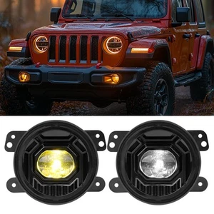 4 Inch Round LED Fog Lights 60W/Pair White& Amber Fog Light for Jeep Wrangler... - Picture 1 of 7