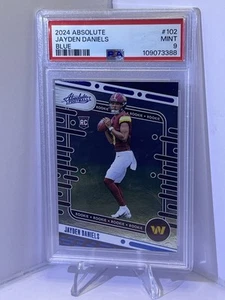 PSA 9 POP 17 2024 PANINI ABSOLUTE #102 JAYDEN DANIELS BLUE PARALLEL ROOKIE RC - Bild 1 von 3