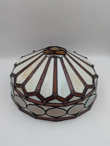 Vintage Tiffany Style- Amber Glass Searchlight Lampshade 12inch By 7inch - Picture 1 of 8