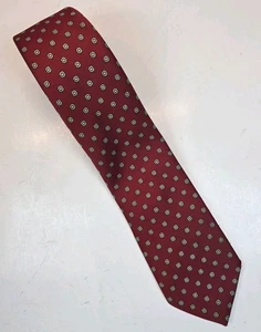 Jean Bellin schmale Krawatte Paris rot klein creme Blumen 57" - Bild 1 von 5