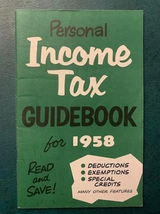 Vintage 1958 Personal Income Tax Guidebook Pacific Telephone Employees - Bild 1 von 5