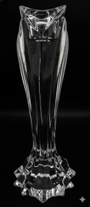 MCM Clear Crystal Candlestick 7.25" Swirl Ribbed Design Starburst Base Taper  - Picture 1 of 8