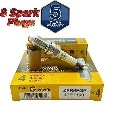 Set of 8 NGK 7100 Spark Plugs G-Power Platinum ZFR6FGP - Image 1 of 4